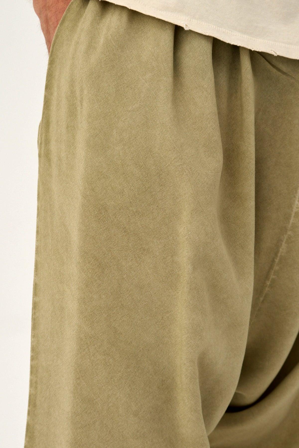 Kemerli V Paça Şalvar Pantolon - Haki - Raven