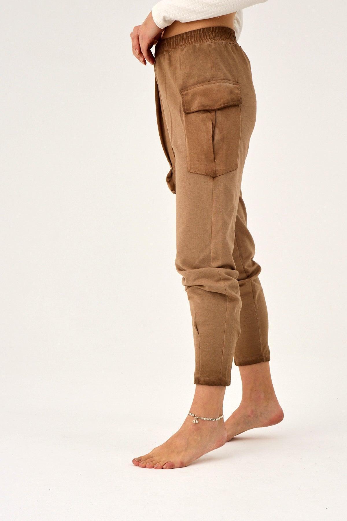 Tek Cep Kargo Pantolon - Kahve - Raven